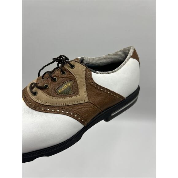 FootJoy Mens Size 11.5 Golf Shoe White Brown Gel Fusion Waterproof Leather 59880 - Picture 5 of 8